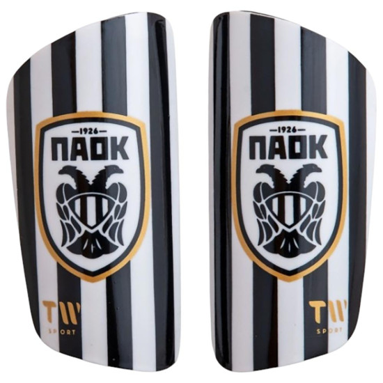 TW Παιδικές επικαλαμίδες ποδοσφαίρου PAOK Shin Guards Stripes Logo with Sleeves TW Παιδικές επικαλαμίδες ποδοσφαίρου PAOK Shin Guards Stripes Logo with Sleeves